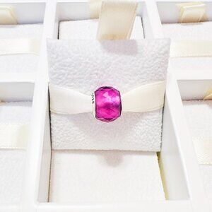 925 Sterling Silver Pink Murano Glass Charm Bead Fits Pandora Bracelets